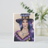 Carte Postale Portrait aquarelle d'une femme inspirée du Steampu (Debout devant)