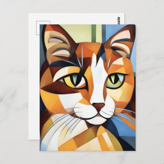 Carte Postale Portrait Art Calico Cubist (Devant / Derrière)