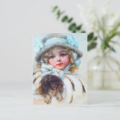 Carte Postale Portrait chéri d'une petite fille et de son chien (Debout devant)