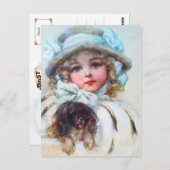 Carte Postale Portrait chéri d'une petite fille et de son chien (Devant / Derrière)