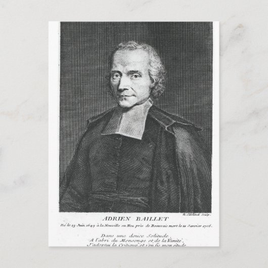 Carte Postale Portrait d'Adrien Baillet (Devant)