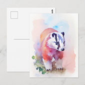 Carte Postale Portrait d'aquarelle Badger 1 (Devant / Derrière)