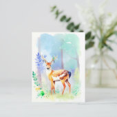 Carte Postale Portrait d'aquarelle de cerf 5 (Debout devant)