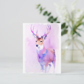 Carte Postale Portrait d'aquarelle de cerfs 3 (Debout devant)
