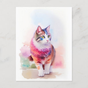 Carte Postale Portrait d'aquarelle de chat 2