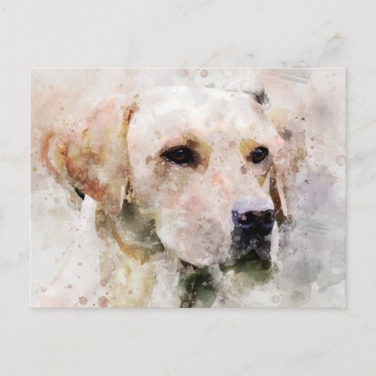 Carte Postale Portrait d'aquarelle de chien de Labrador Retrieve (Devant)