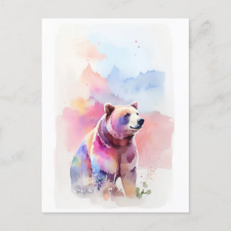 Carte Postale Portrait d'aquarelle de l'ours 2
