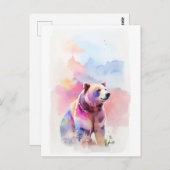 Carte Postale Portrait d'aquarelle de l'ours 2 (Devant / Derrière)