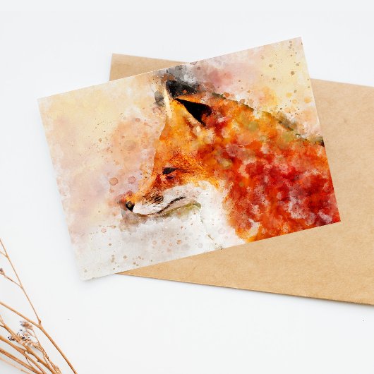 Carte Postale Portrait d'aquarelle Red Fox 03
