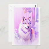 Carte Postale Portrait d'aquarelle Wolf 2 (Devant / Derrière)