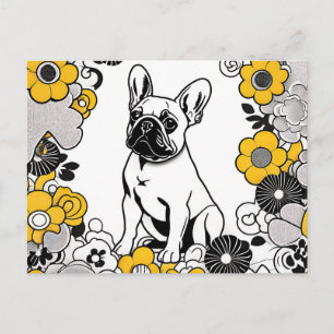 Carte Postale Portrait d'art de Buldog Pop en français