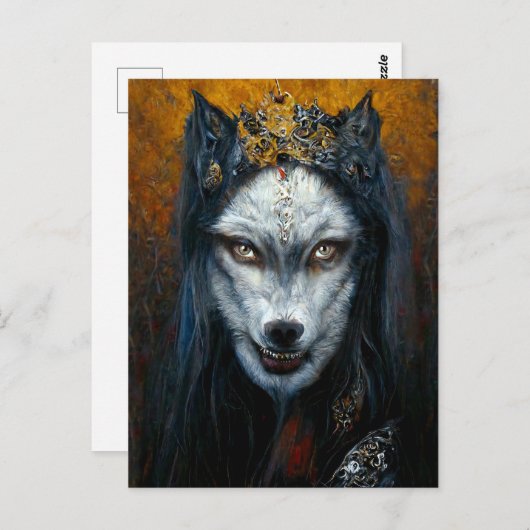 Carte Postale Portrait d'Art numérique d'un loup-garou (Devant / Derrière)