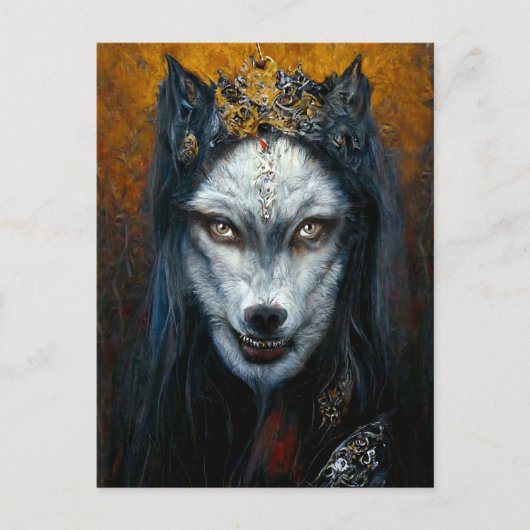 Carte Postale Portrait d'Art numérique d'un loup-garou (Devant)