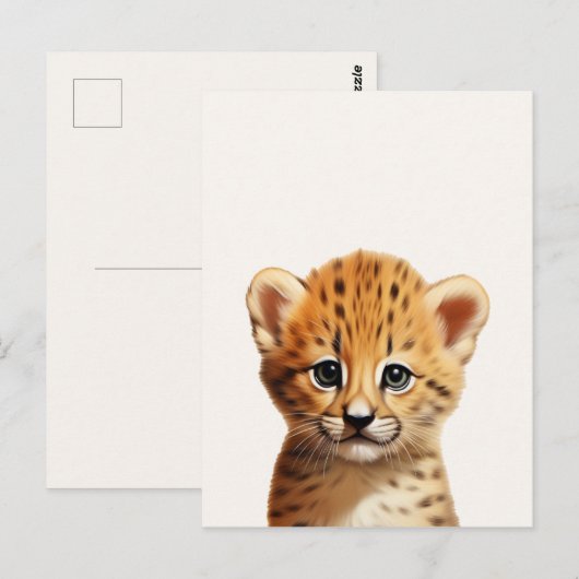 Carte Postale Portrait de bébé guépard (Devant / Derrière)
