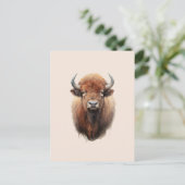 Carte Postale Portrait de bison aquarelle (Debout devant)