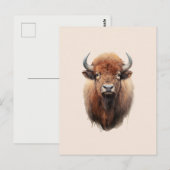 Carte Postale Portrait de bison aquarelle (Devant / Derrière)