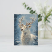 Carte Postale Portrait de cerf blanc Art mystique d'hiver (Debout devant)