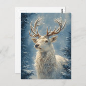 Carte Postale Portrait de cerf blanc Art mystique d'hiver (Devant / Derrière)