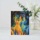 Carte Postale Portrait de chat abstrait parmi les merveilles gal (Debout devant)