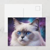 Carte Postale Portrait de chat Birman céleste (Devant / Derrière)