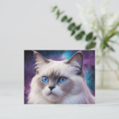 Carte Postale Portrait de chat Birman céleste (Debout devant)