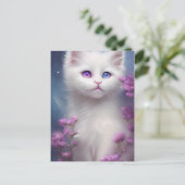 Carte Postale Portrait de chat blanc mignon (Debout devant)