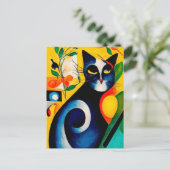 Carte Postale Portrait de chat dans le style expressionniste. Ar (Debout devant)