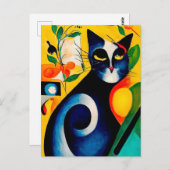 Carte Postale Portrait de chat dans le style expressionniste. Ar (Devant / Derrière)