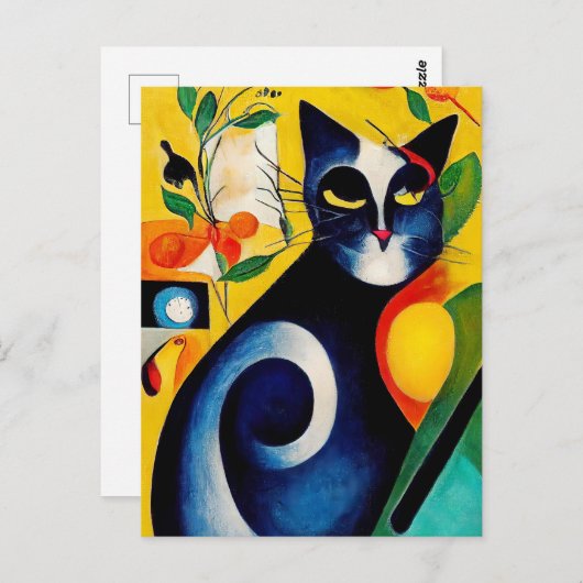 Carte Postale Portrait de chat dans le style expressionniste. Ar (Devant / Derrière)