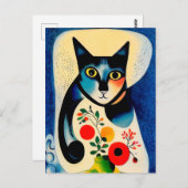 Carte Postale Portrait de chat dans le style expressionniste. Ar (Devant / Derrière)
