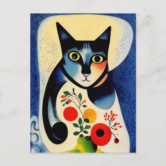 Carte Postale Portrait de chat dans le style expressionniste. Ar (Devant)