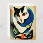 Carte Postale Portrait de chat dans le style expressionniste. Ar (Devant / Derrière)