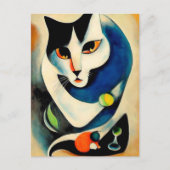 Carte Postale Portrait de chat dans le style expressionniste. Ar (Devant)