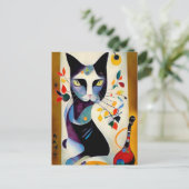 Carte Postale Portrait de chat dans le style expressionniste. Ar (Debout devant)