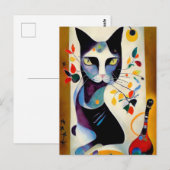 Carte Postale Portrait de chat dans le style expressionniste. Ar (Devant / Derrière)
