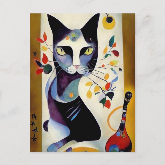 Carte Postale Portrait de chat dans le style expressionniste. Ar (Devant)