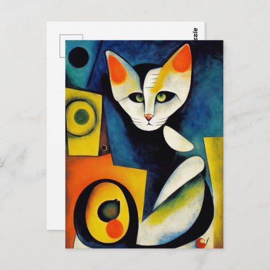Carte Postale Portrait de chat dans le style expressionniste. Ar (Devant / Derrière)