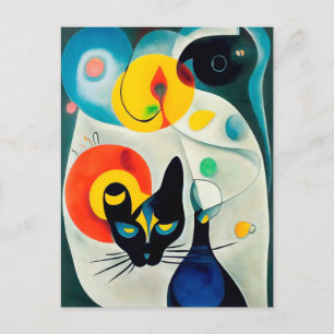 Carte Postale Portrait de chat dans un style expressionniste. Ar