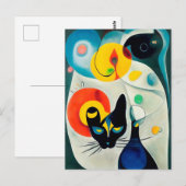 Carte Postale Portrait de chat dans un style expressionniste. Ar (Devant / Derrière)