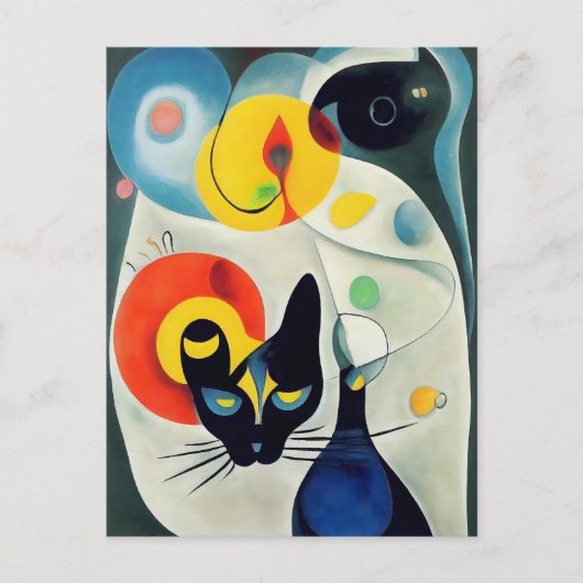 Carte Postale Portrait de chat dans un style expressionniste. Ar (Devant)