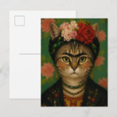 Carte Postale Portrait de chat de Frida Kahlo, impression d'art (Devant / Derrière)