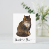 Carte Postale Portrait de chat Maine Coon Art Merci Écriture Cœu (Debout devant)