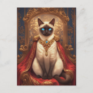 Carte Postale Portrait de chat siamois royal majestueux