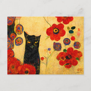 Carte Postale Portrait de chats Art Nouveau. Peint sur or.