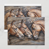 Carte Postale Portrait de cheval avec aspect métal ciselé (Devant / Derrière)