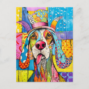 Carte Postale Portrait de chien dans le style Pop-Art Rétro
