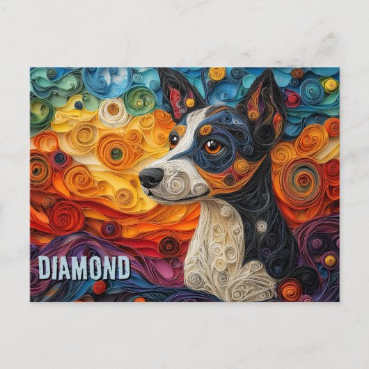 Carte Postale Portrait de chien d'art de Queue de papier Terrier (Devant)