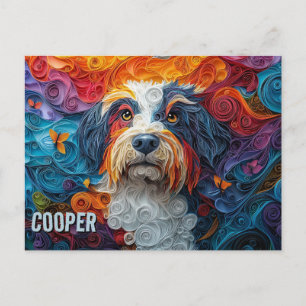 Carte Postale Portrait de chien d'art Quilling de papier Collie 