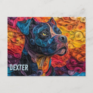 Carte Postale Portrait de chien en papier découpé en art de Cane