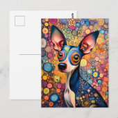 Carte Postale Portrait de chien Pop‑Art éclaboussé de couleur (Devant / Derrière)